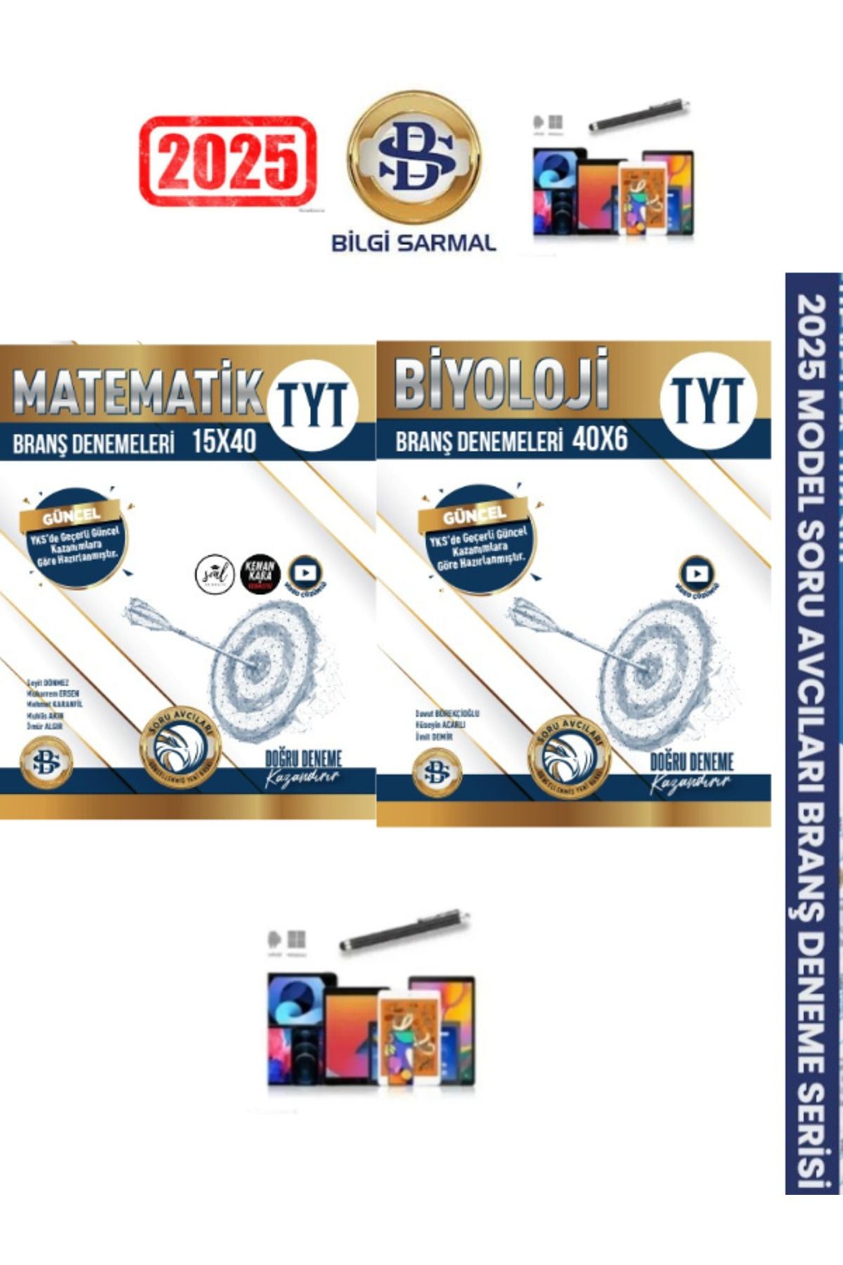 2024-2025 Tyt Matematik-Biyoloji (15x40)(40x6) 840 Soru Branş Deneme Seti+Android Kalem