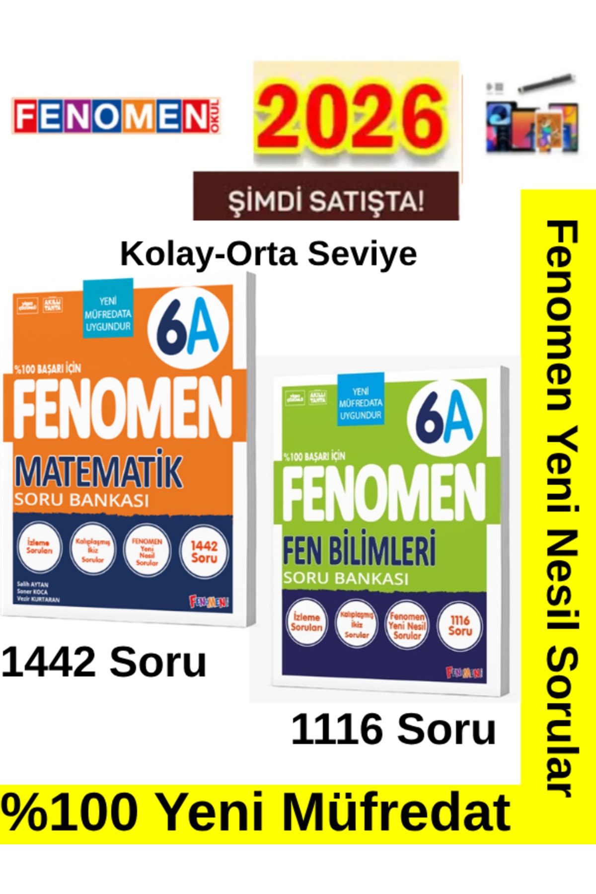 6A Matematik-Fen 6.Sınıf 2026 %100 Yeni Müfredat Video Çözümlü Soru Bankası+Kalem