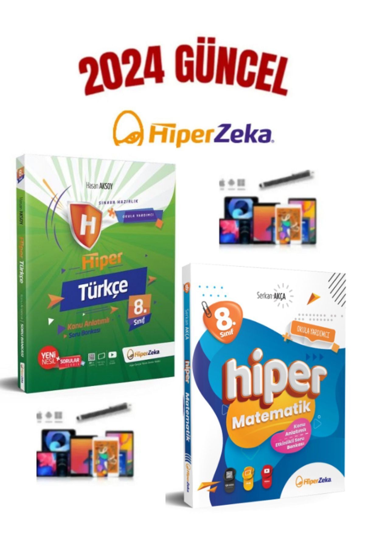 2024 Güncel Hiper Zeka 8.Sınıf Mat-Türkçe Konu Anlatımlı Soru Bankası+Kalem