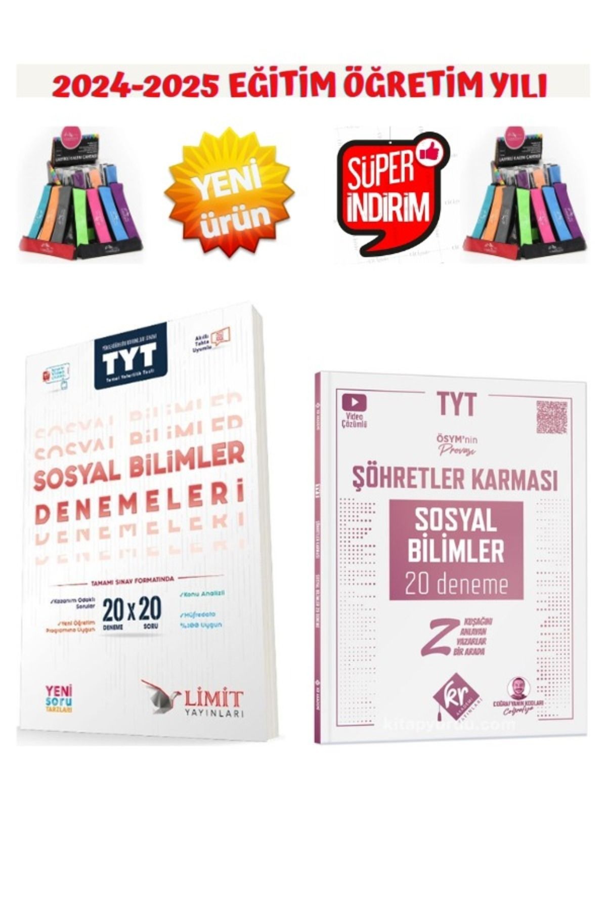 Limit 2025 Tyt Sosyal Bilimler 20x20 Deneme+Kr Şöhretler Karması Tyt Sosyal 20 Deneme+Kalemlik