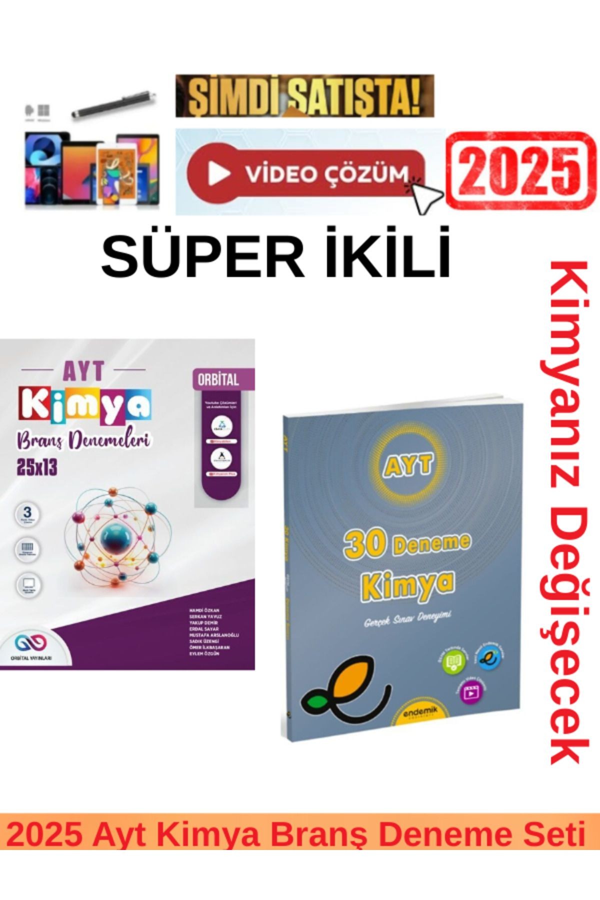 2025 Ayt Kimya 25x13 Branş Deneme+Endemik Ayt Kimya 30 Branş Deneme Seti+Kalem