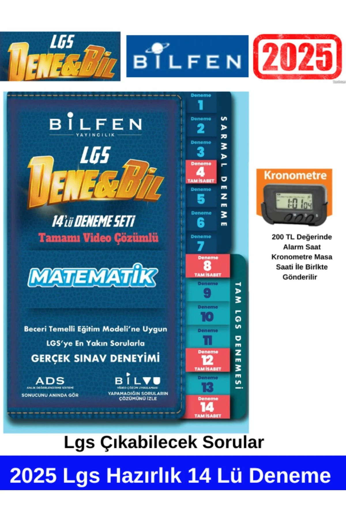 2025 Denebil 8.Sınıf Lgs Hazırlık Matematik 14 Adet Tamamı Çözümlü Deneme+Kronometre