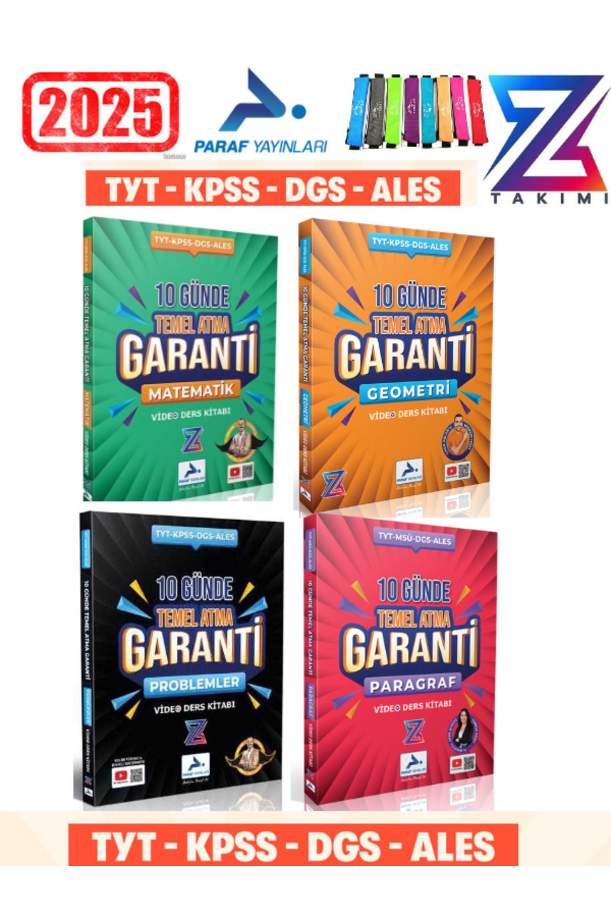 Paraf Z Takım Mat-Geo-Problem-Paragraf 10 Günde Temel Atma Garanti Video Ders Kitabı+Kalemlik