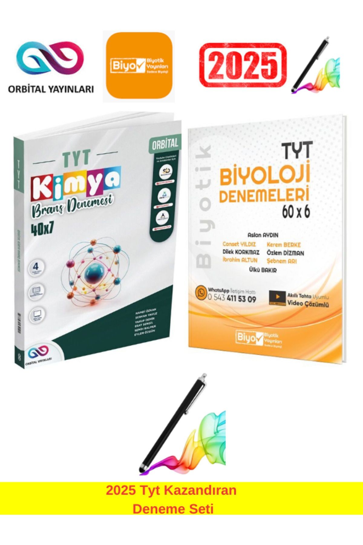 2025 Tyt Kimya 40x7 Branş Deneme+Biyotik Tyt 60x6 Branş Deneme Seti+Android Kalem