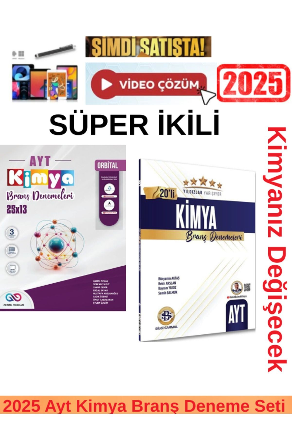 2025 Ayt Kimya 25x13 Branş Deneme+Bilgi Sarmal Yıldızlar Ayt Kimya 20 li Branş Deneme+Kalem