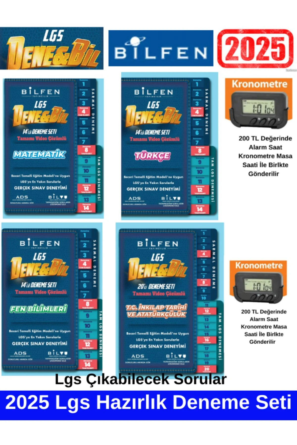 2025 Denebil 8.Sınıf Lgs Hazırlık Matematik14-Fen14-Türkçe14-İnk.Tari20 Deneme Seti+Kronometre