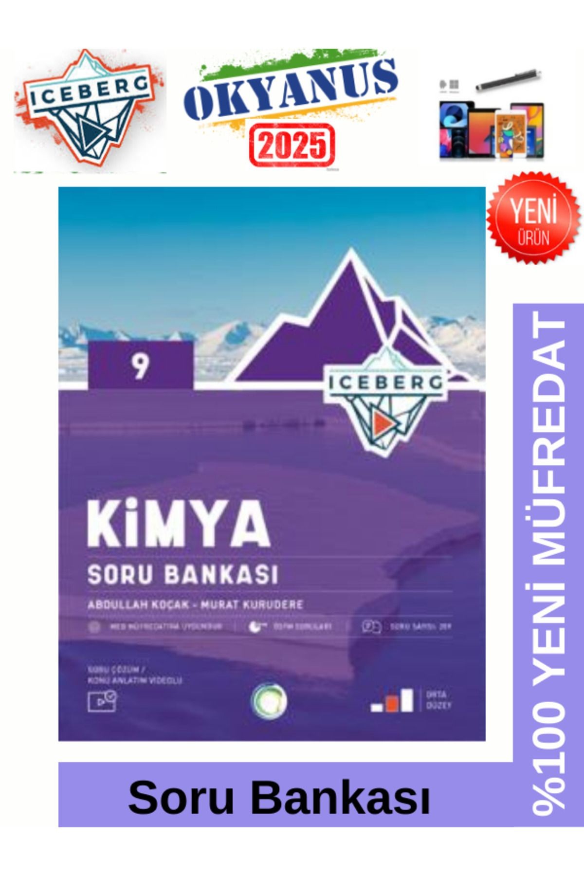 2025 9.Sınıf Iceberg 9.Sınıf Kimya %100 Yeni Müfredat Soru Bankası+Android Kalem