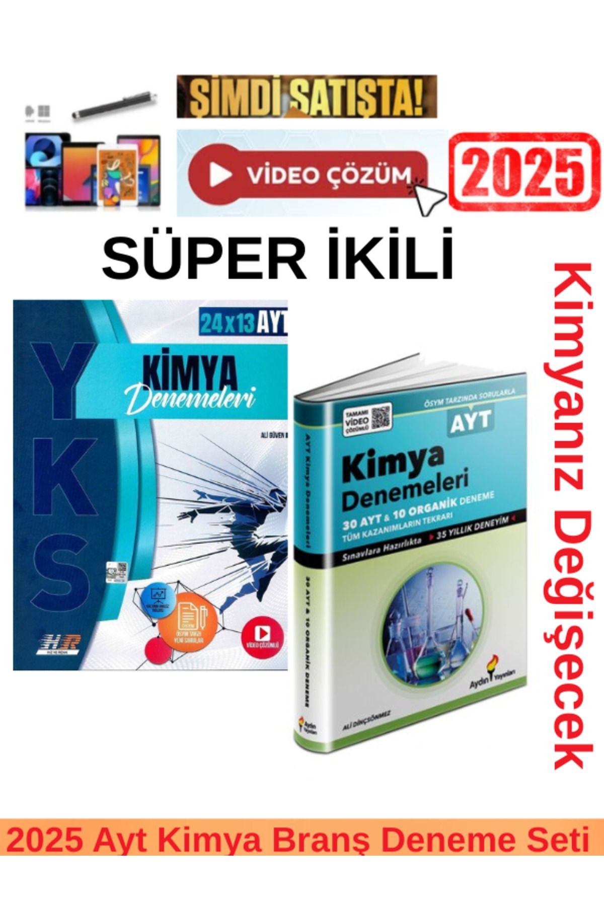 2025 Ayt Kimya 24x13 Branş Deneme +Aydın Kimya Ayt 30 Branş Deneme Seti+Kalem