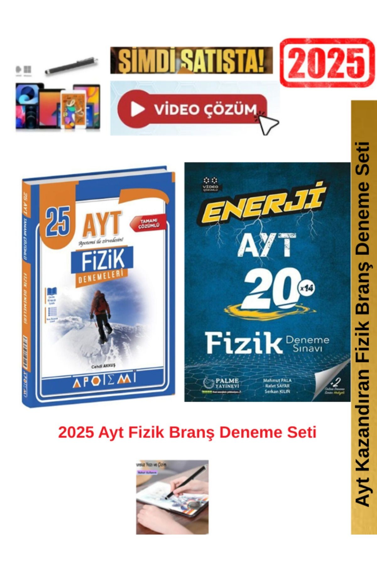 2025 Ayt Fİzik 25 li Branş Deneme+Palme Enerji Ayt Fizik 20x14 DenemeSeti+Android Kalem