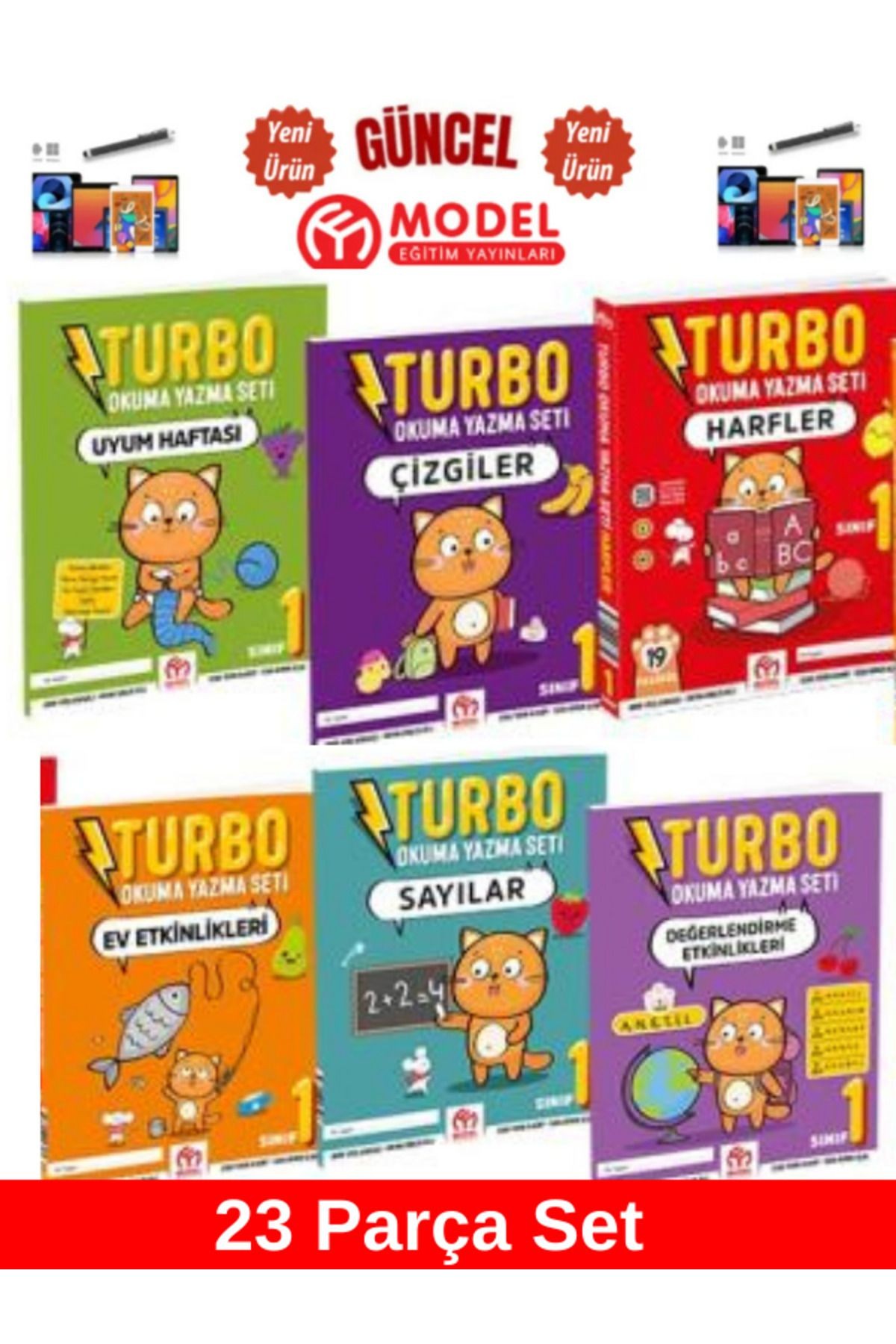 Model Eğitim Yayınları Turbo  1. Sınıf Turbo Okuma Yazma Seti(23 Parça)+Dokunmatik Kalem