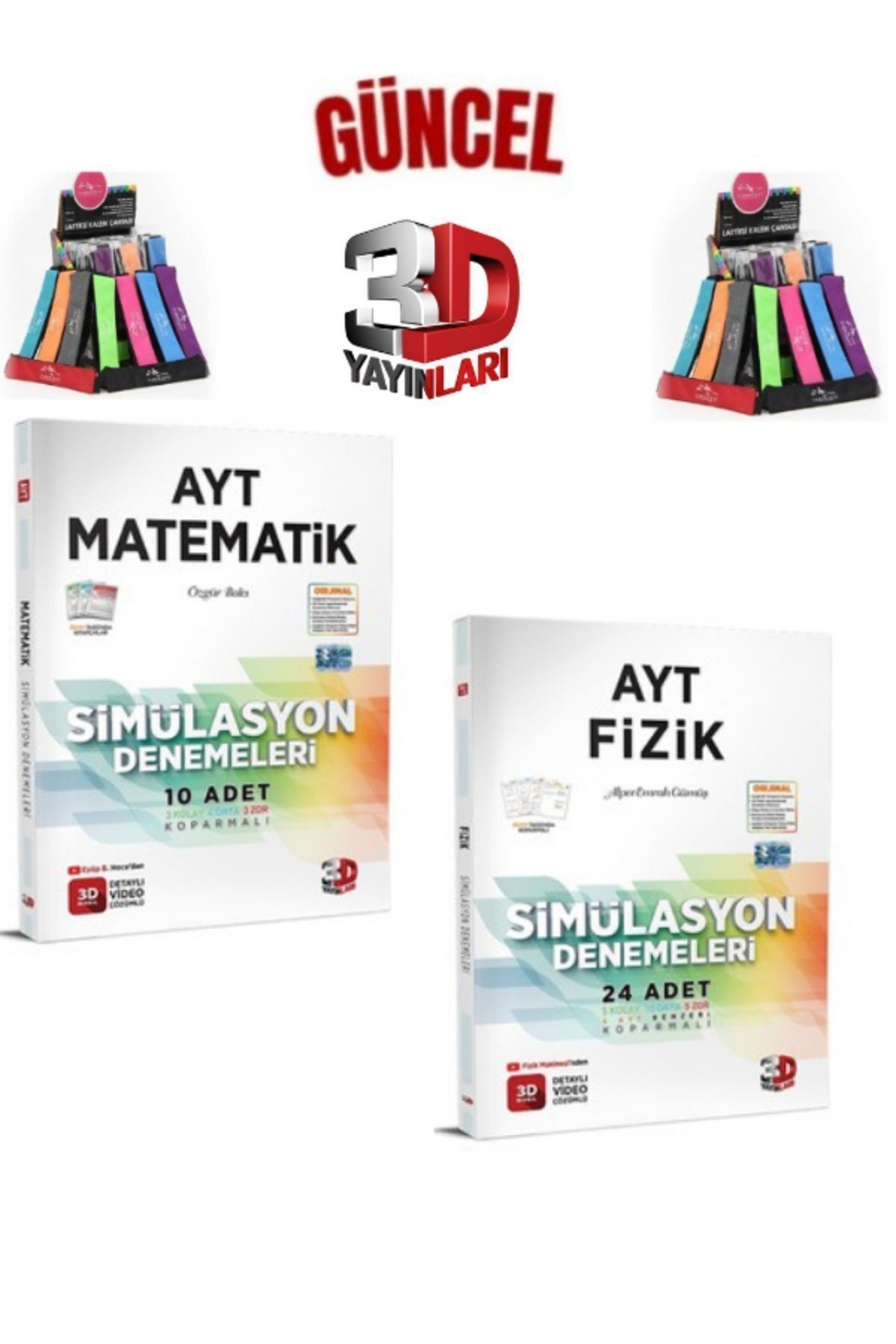 2025 3D Çözüm Ayt Matematik(10)-Fizik(24) 34 Adet Deneme Seti+Cambridge Kalemlik
