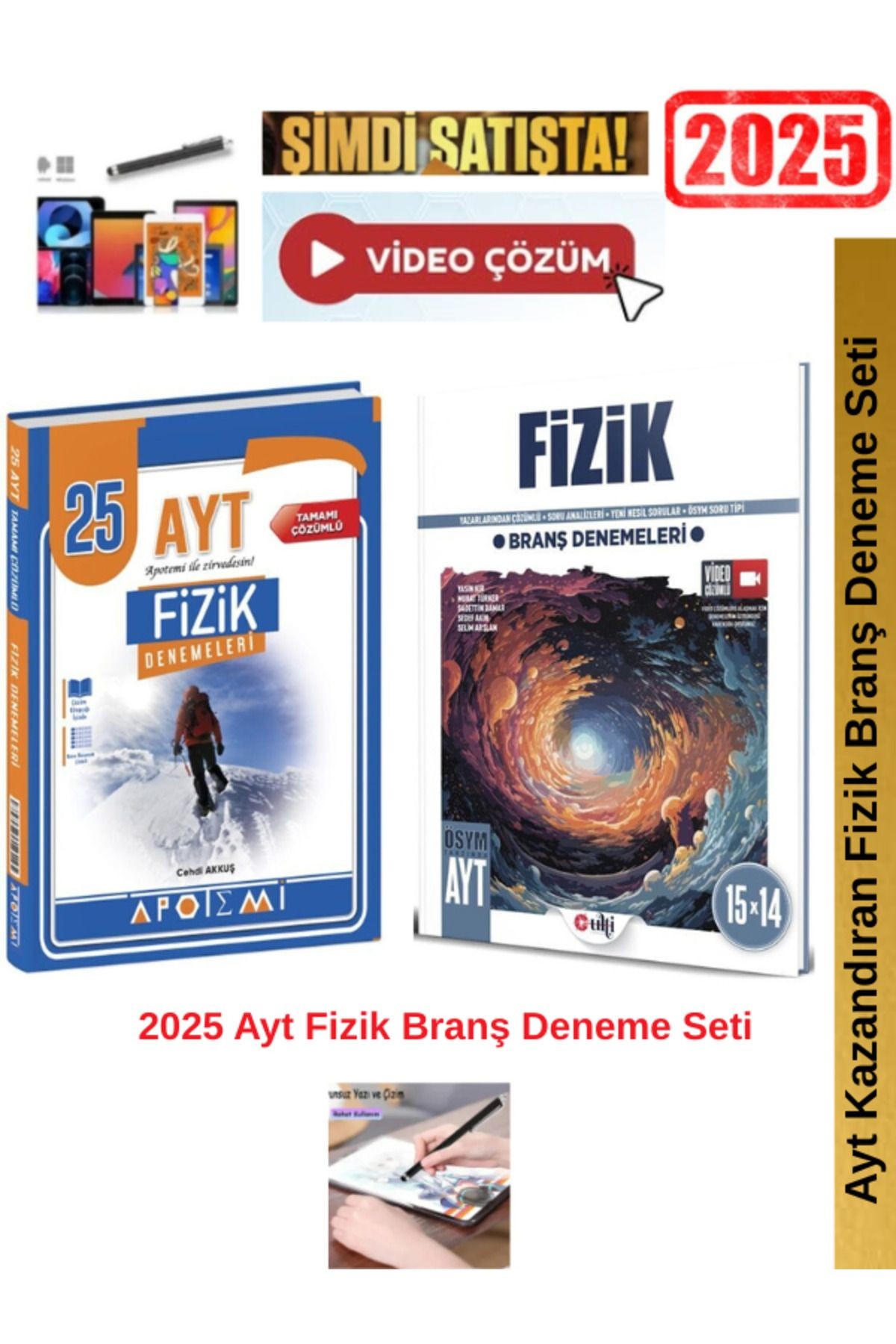 2025 Ayt Fİzik 25 li Branş Deneme+Ulti Ayt Fizik 15x14 lü Deneme Seti+Android Kalem