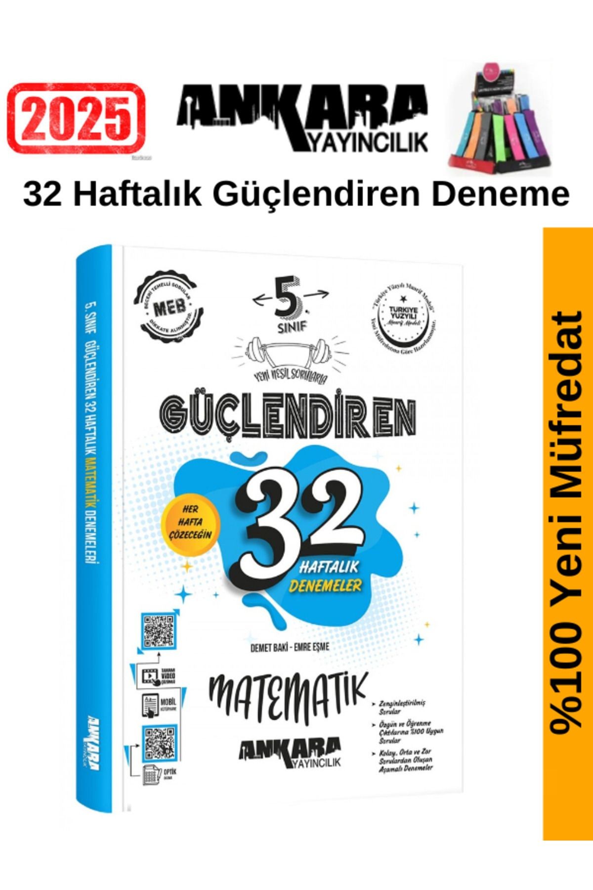 2025 5.Sınıf Güçlendiren Matematik 32 Haftalık Deneme Seti+Kalemlik