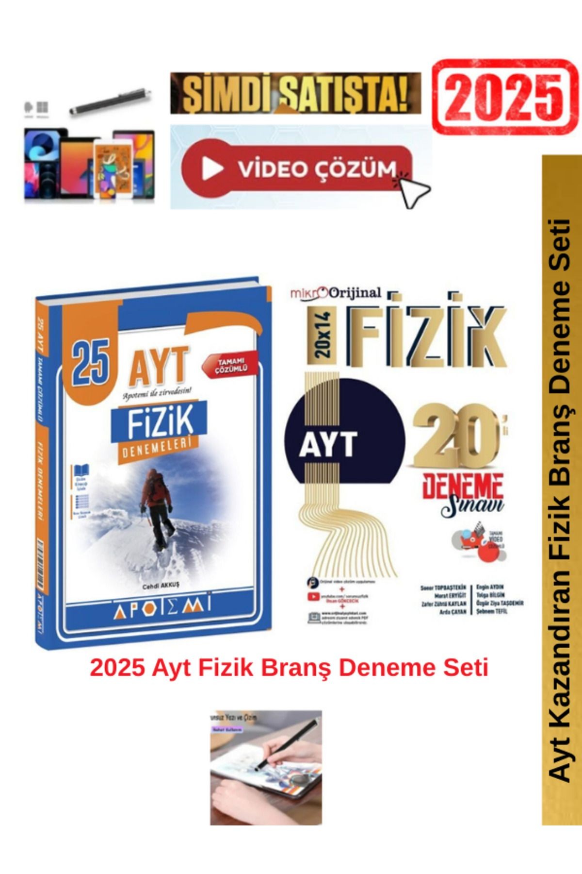 2025 Ayt Fİzik 25 li Branş Deneme+Mikro Orijinal Ayt Fizik 20x14 Deneme Seti+Android Kalem
