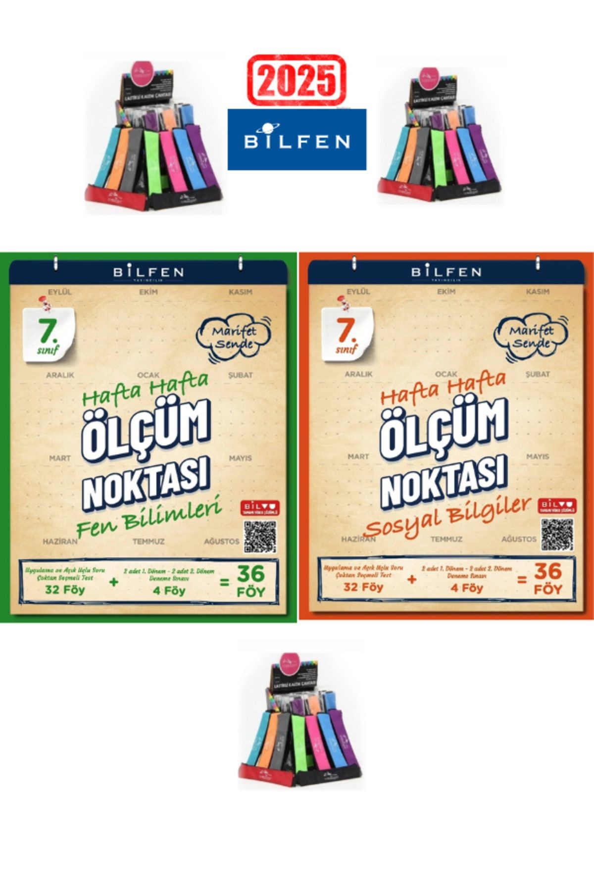 2025 7.Sınıf Fen-Sosyal  Hafta Hafta Ölçüm Noktası Uygulamalı Soru-Deneme Seti+Kalemlik