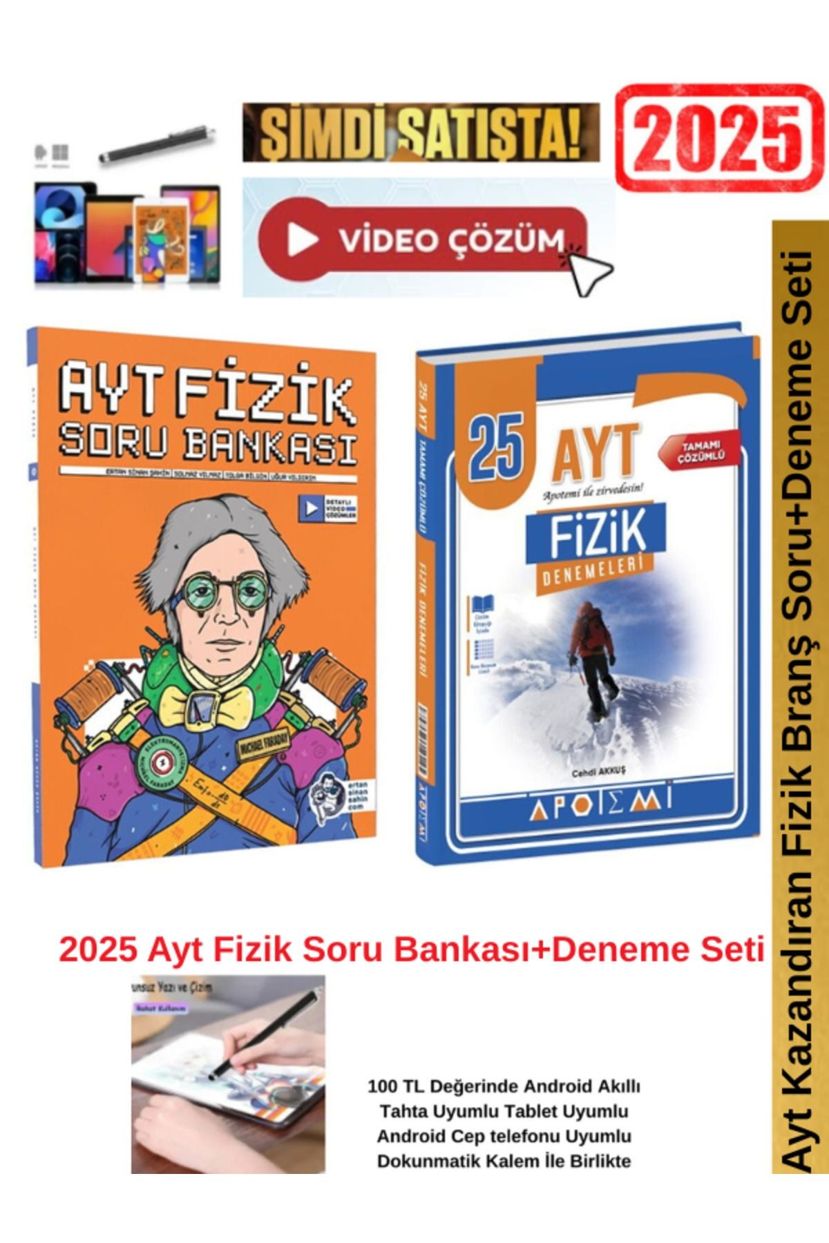 Ertan Sinan Şahin 2025 Ayt Fizik Soru Bankası+Apotemi  AYT Fizik 25 li Deneme Seti+AndroidKalem