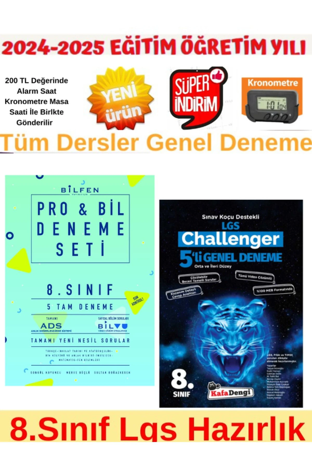 2025 8.Sınıf Lgs Probil 5 li Deneme+KafaDengi Challenger Tüm Dersler Genel 5 Deneme+Kronometre