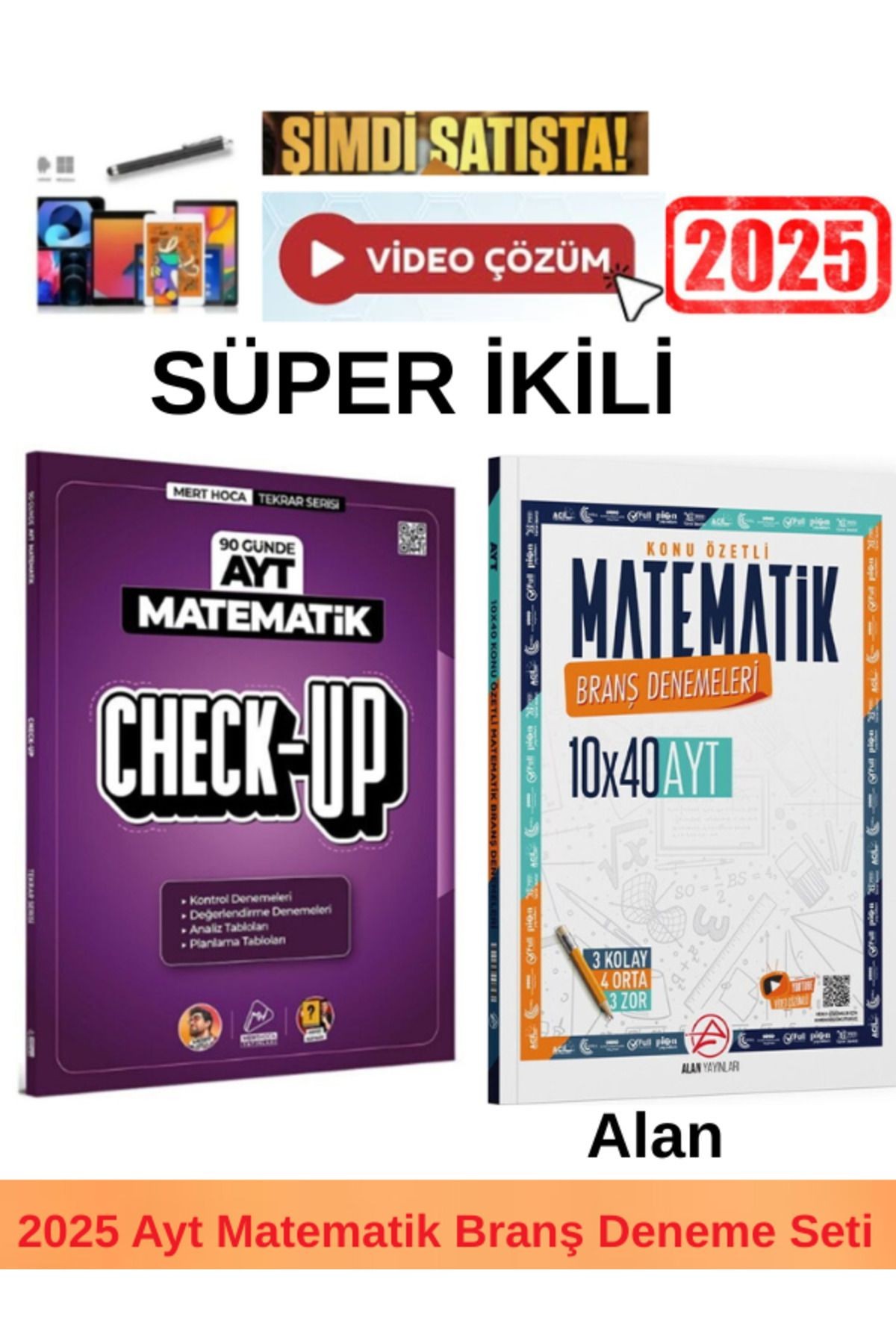 2025 Ayt Check Up 90 Günde Matematik Deneme+Alan Ayt Matematik 10x40 Deneme+Kalem