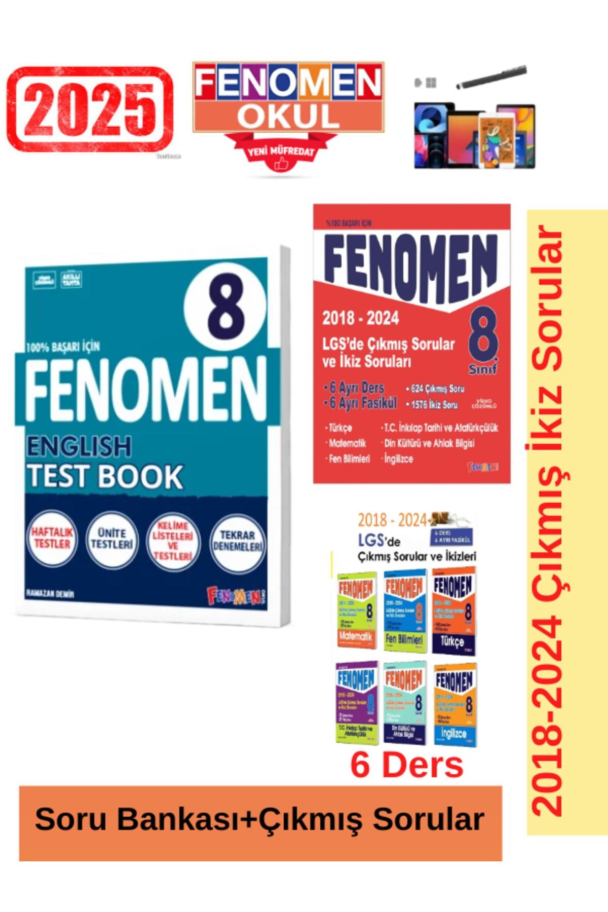 2025 8.Sınıf English Test Book Soru Bankası+Lgs 2018-2024  Çıkmış İkiz Soru Seti+Kalem