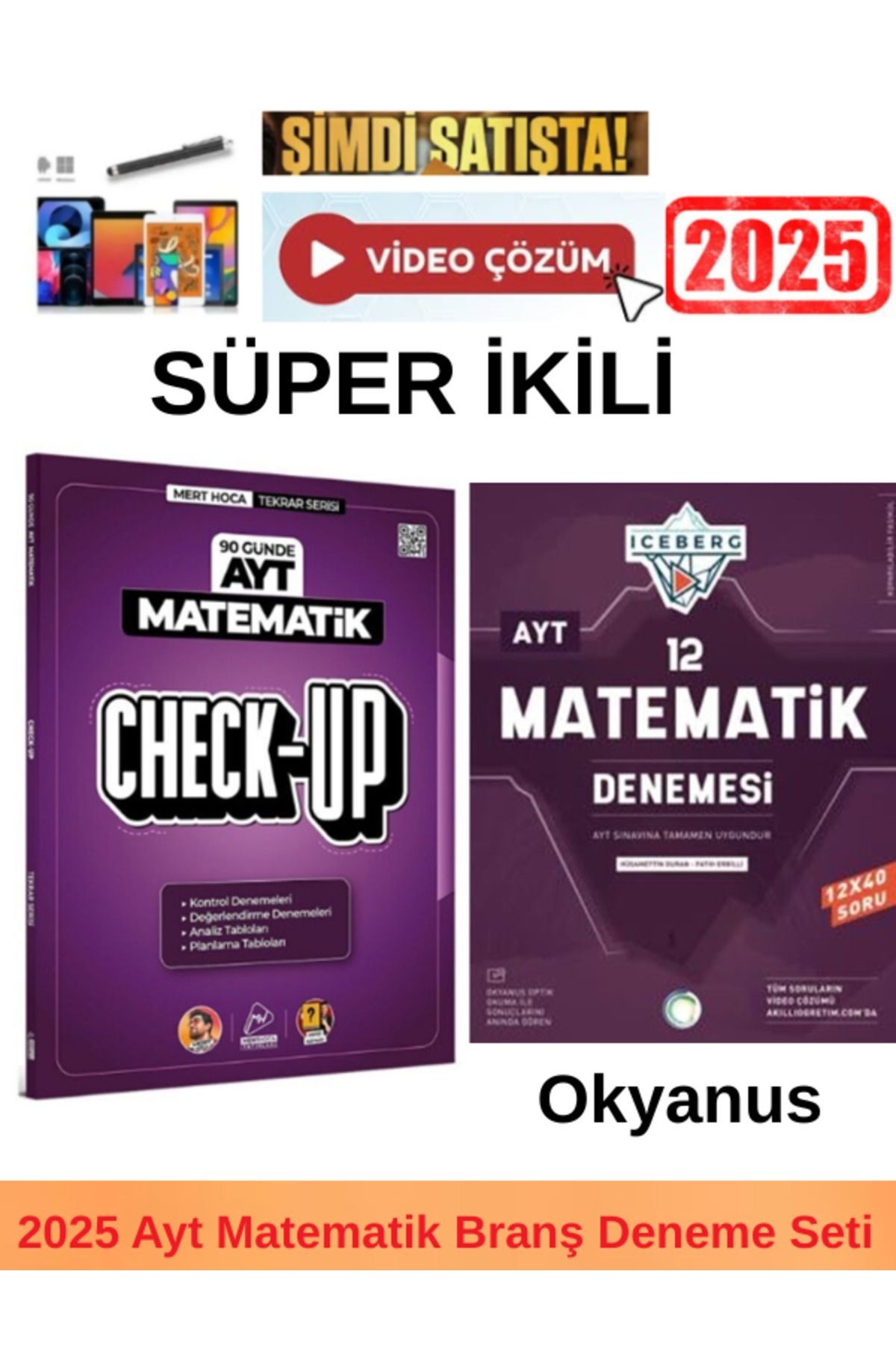 2025 Ayt Check Up 90 Günde Matematik Deneme+Okyanus Iceberg Ayt Matematik 12 Deneme+Kalem