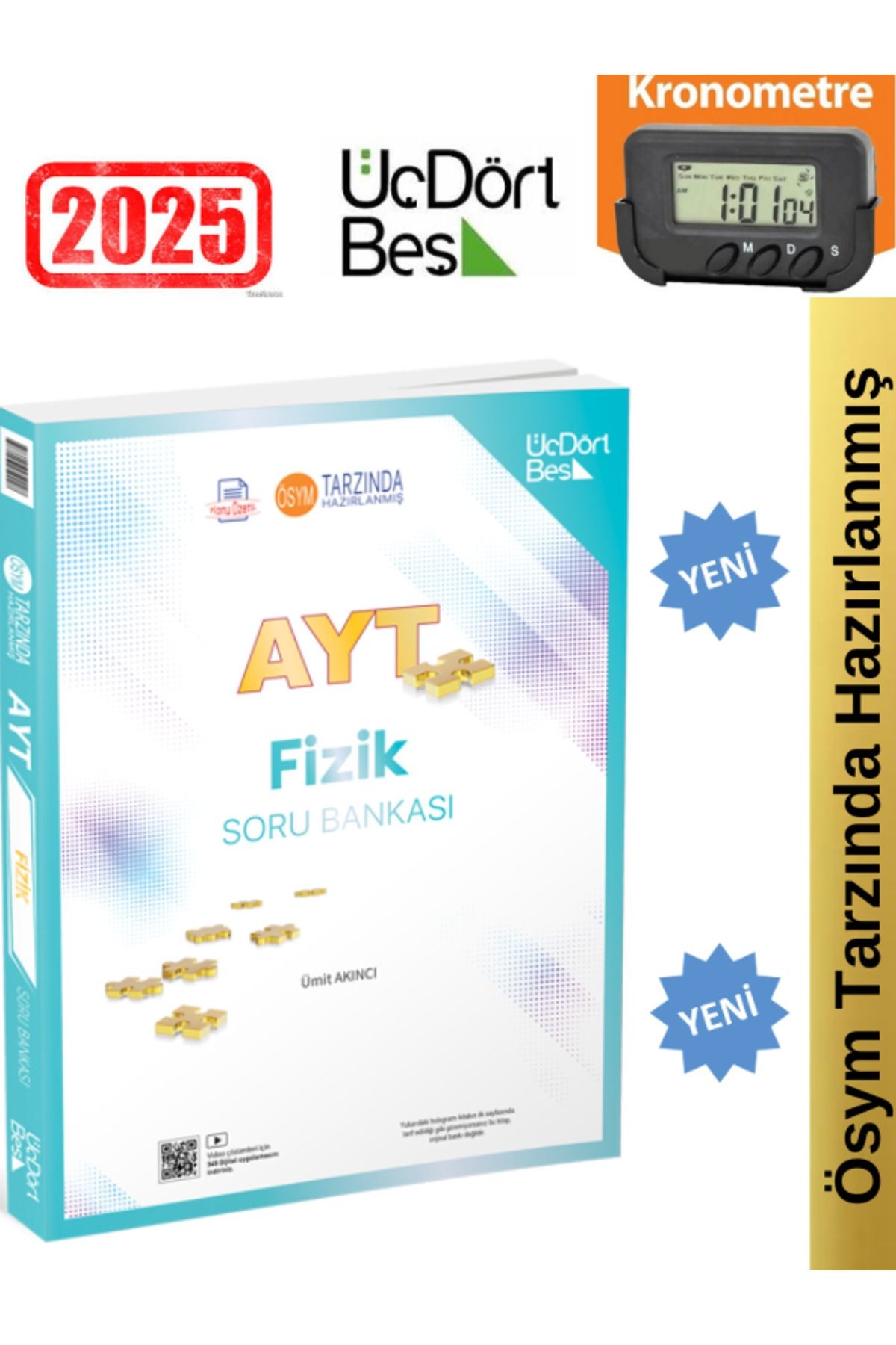 2025 Ayt Fizik Video Çözümlü Soru Bankası Seti (Yeni Ürün)+Kronometre