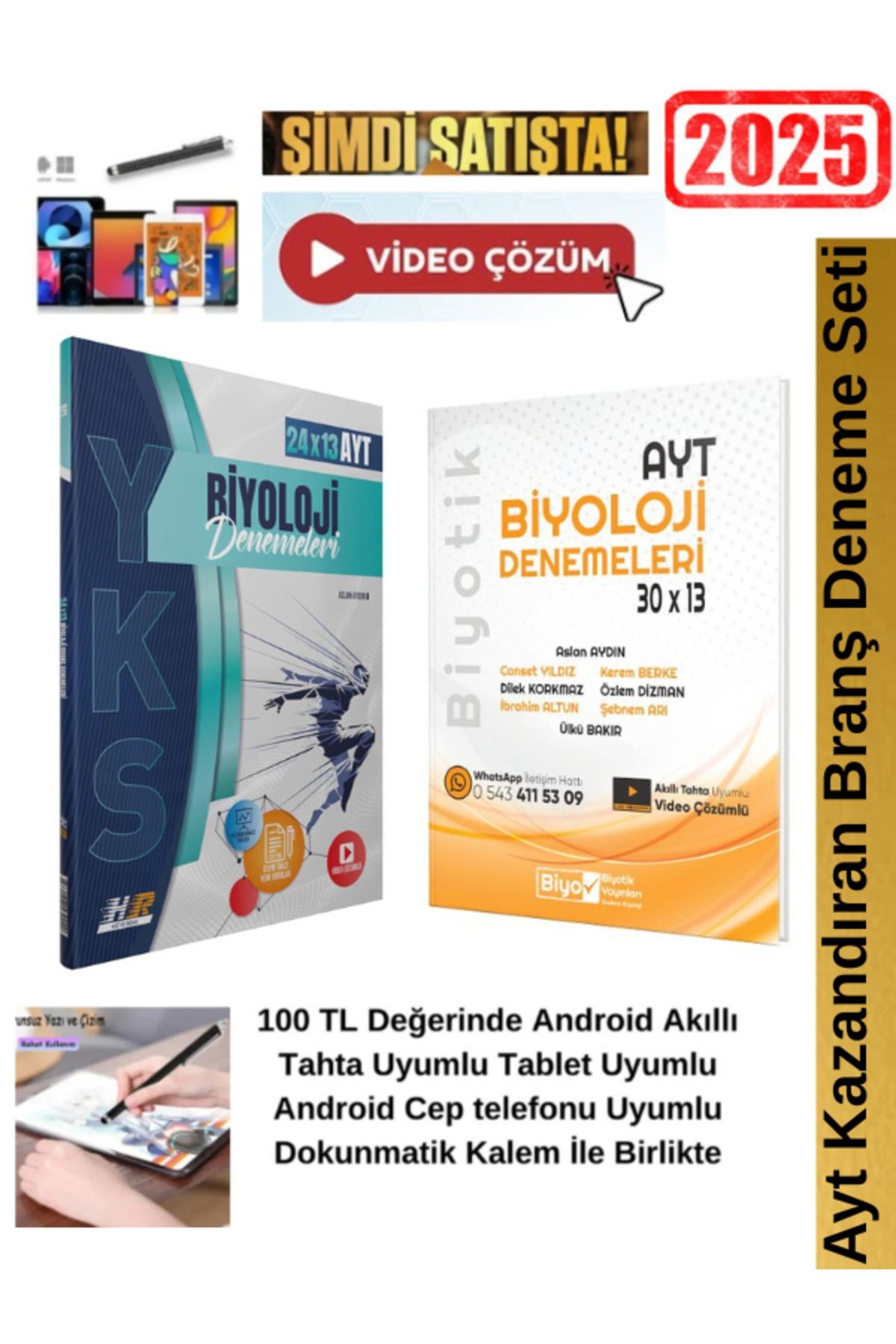 Ayt Biyoloji 24x13 lü Branş Deneme+Biyotik Ayt Biyoloji 30x13 lü Deneme Seti+Android Kalem