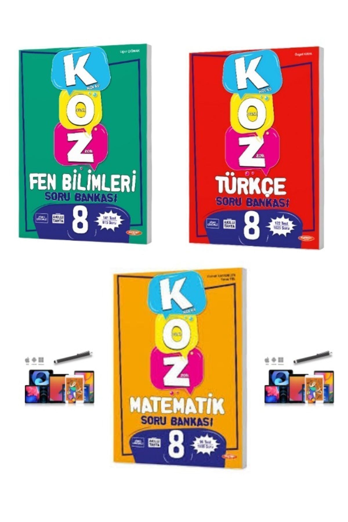 2024 Kurmay 8.Sınıf Koz Tatlı-Sert Türkçe-Matematik-Fen(1625-1000-815Soru)+Dokunmatik Kalem