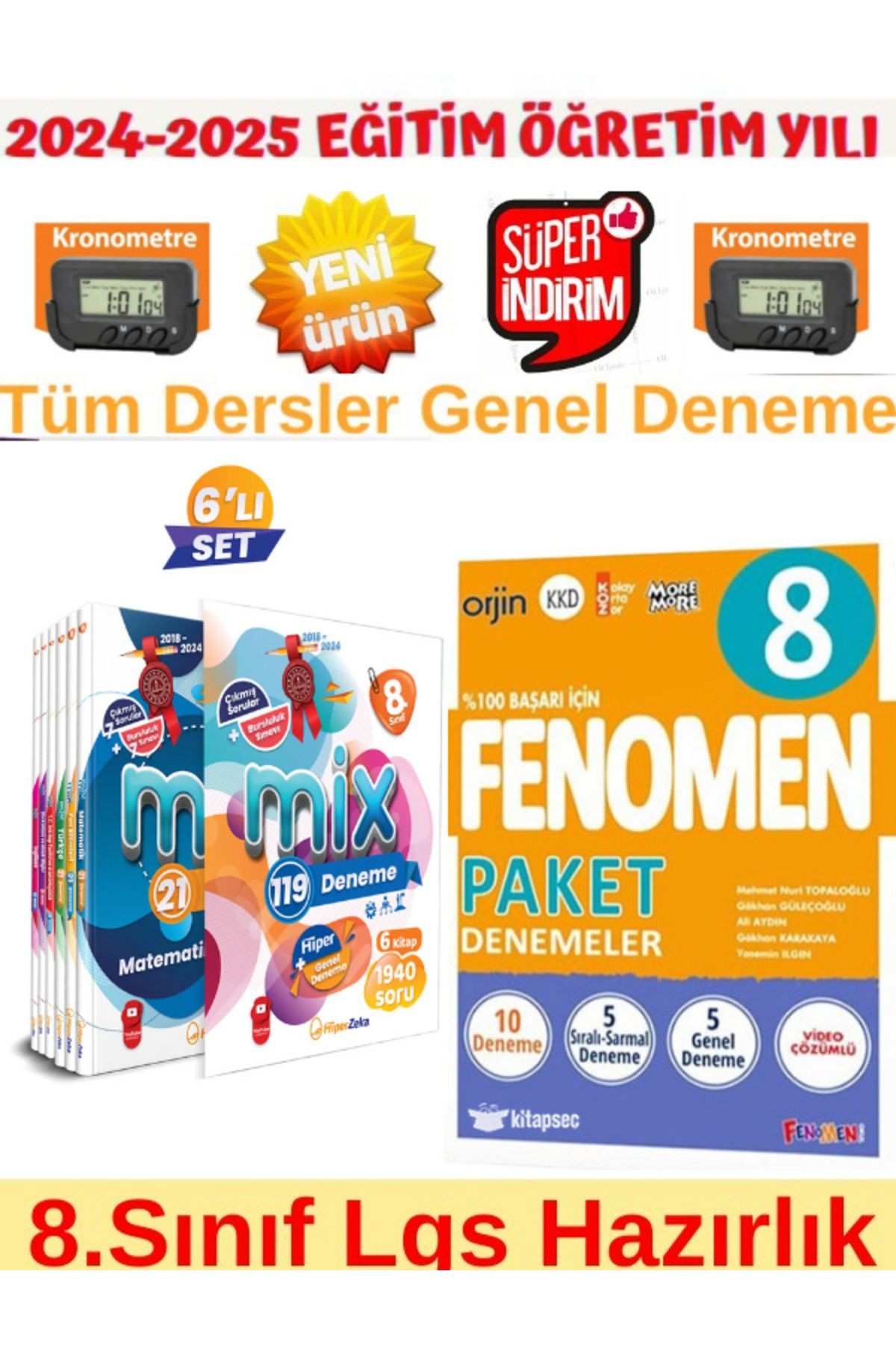 2025 8.Sınıf Mix 119 Deneme+Fenomen 2025 8.Sınıf Lgs 10 Genel Deneme+Kronometre