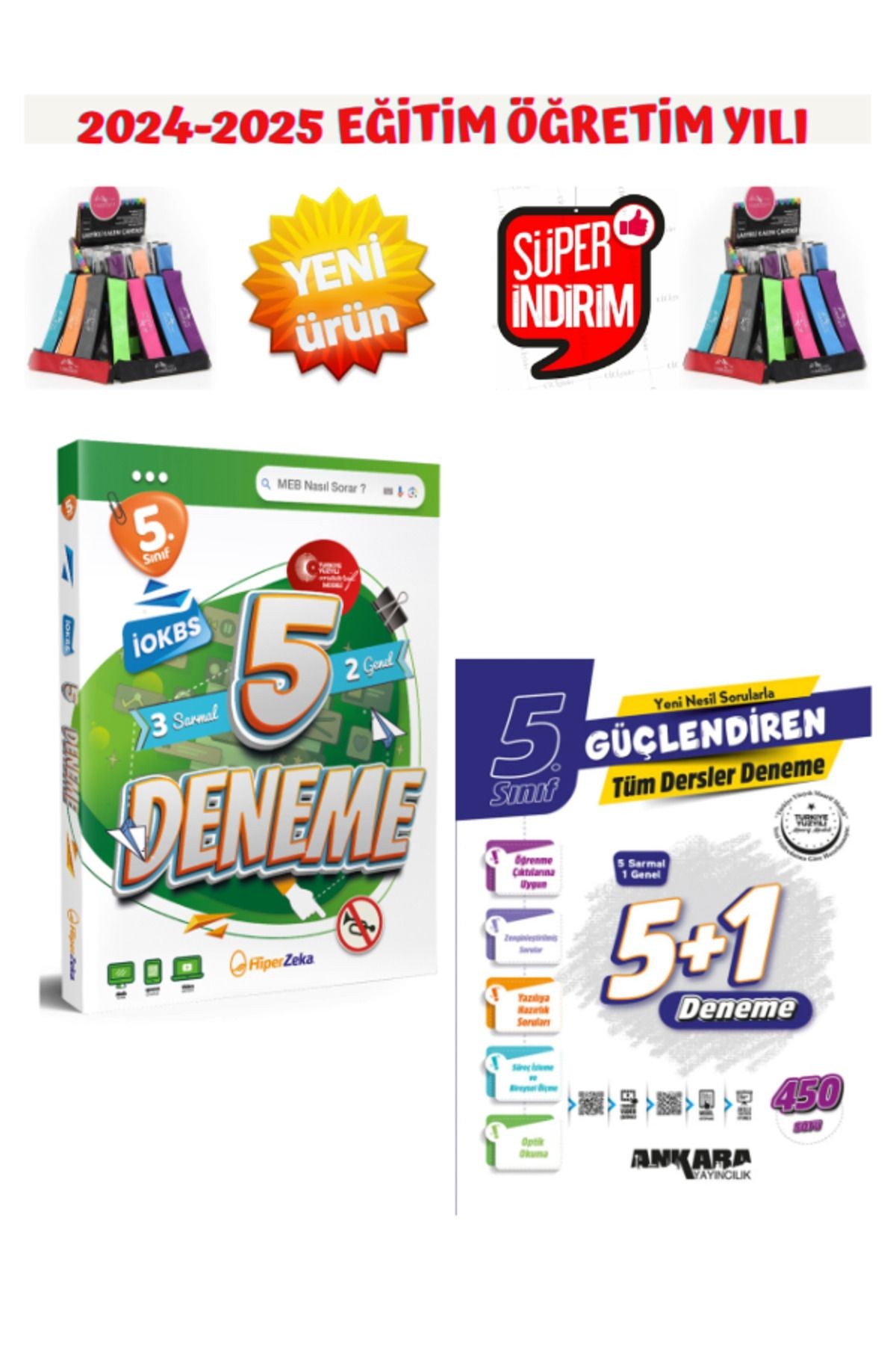 2025 Güçlendiren 5.Sınıf Tüm Dersler 5+1 450 Soru Deneme+Hiper Zeka 5.Sınıf 5 Deneme Seti+Kalemlik