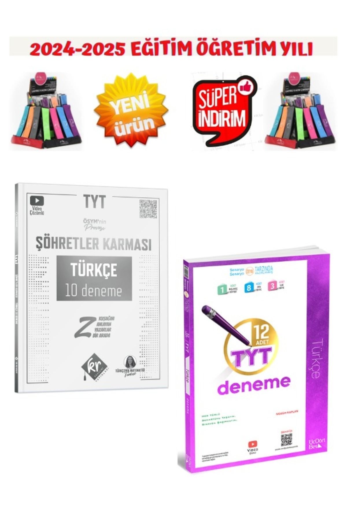 Şöhretler Karması Tyt Türkçe 10 Deneme+345  2025 Tyt Türkçe 12 Deneme Seti+Kalemlik