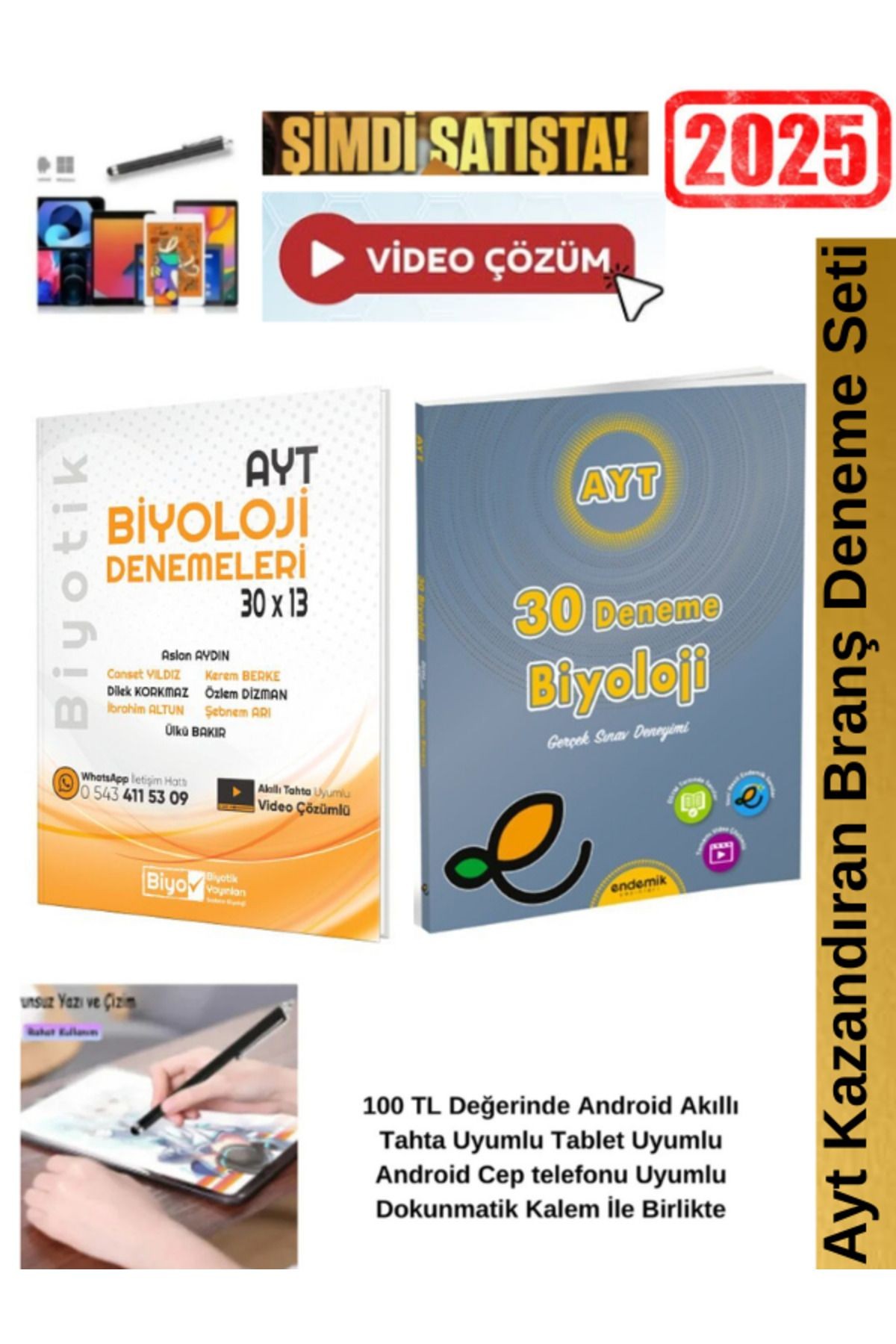 Ayt Biyoloji 30x13 Branş Deneme+Endemik Ayt Biyoloji 30 lu Deneme Seti+Android Kalem