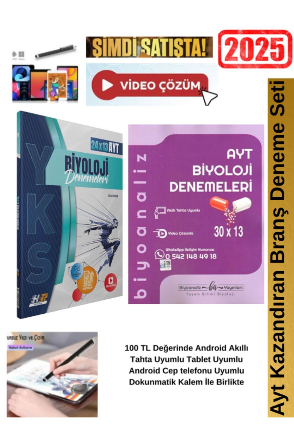 Ayt Biyoloji 24x13 lü Branş Deneme+Biyoanaliz Ayt Biyoloji 30x13 lü  Deneme Seti+Kalem