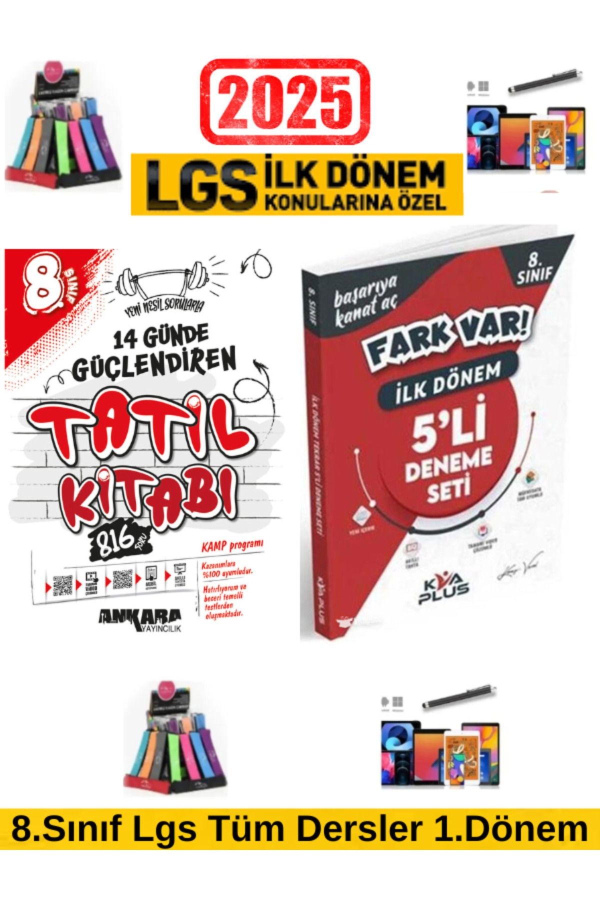 2025 8.Sınıf Lgs 1.Dönem Güçlendiren Tatil Kamp+Koray Varol 8.Sınıf LGS 1.Dönem 5 li Deneme+Kalemlik