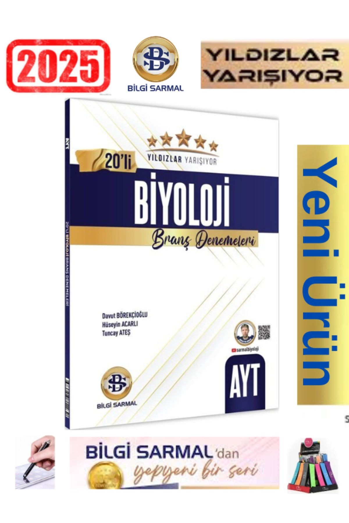 2025 AYT Biyoloji Yıldızlar Yarışıyor 20 li Branş Denemesi(Yeni Ürün)+Android Kalem+Kalemlik