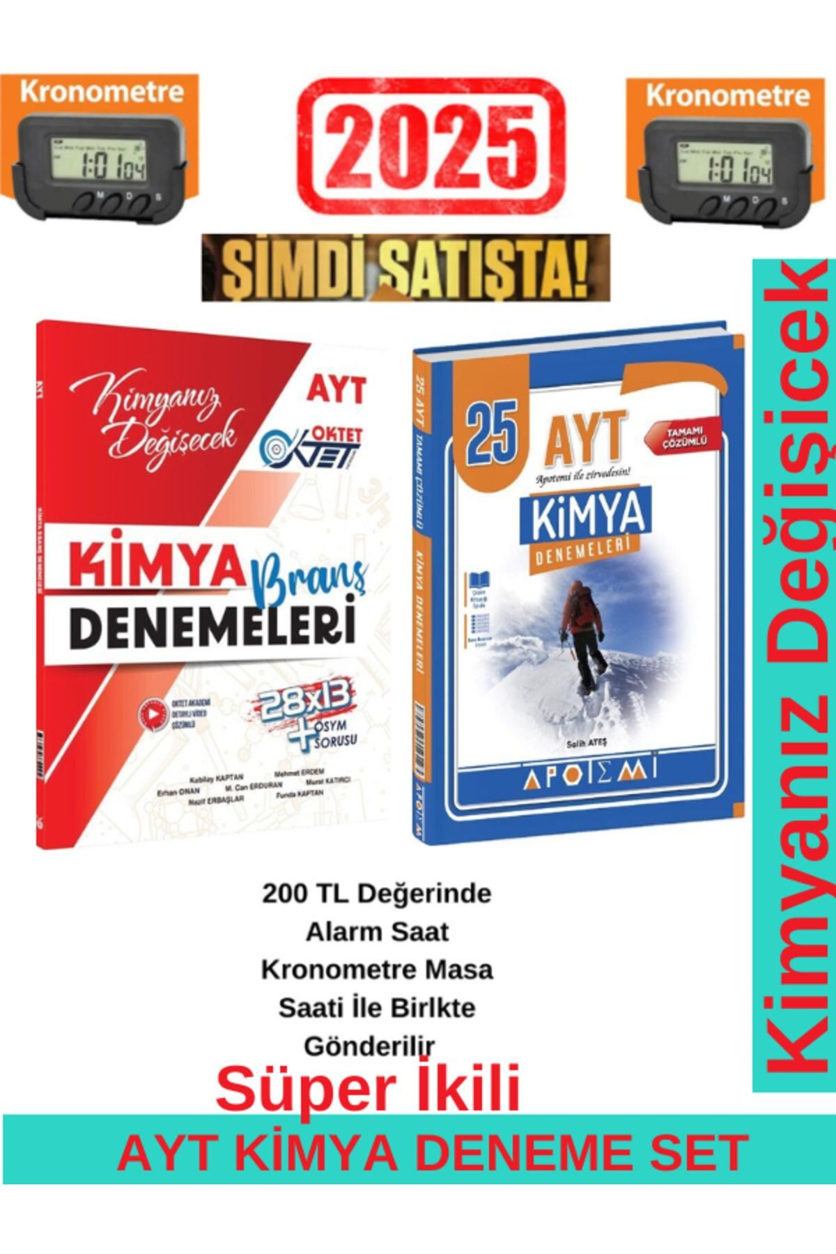 2025 Ayt Kimya 25 Branş Deneme+Oktet Yayınları AYT Kimya 28 x 13 Branş Deneme Seti+Kronometre