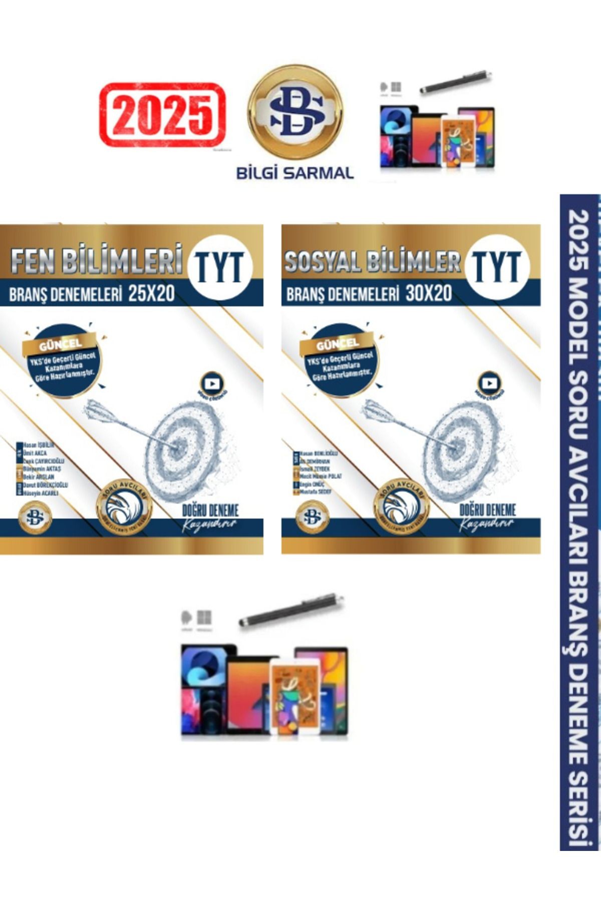 2024-2025 Tyt Fen-Sosyal Bilimleri(25x20)(30x20)1100 Soru Branş Deneme Seti+Android Kalem