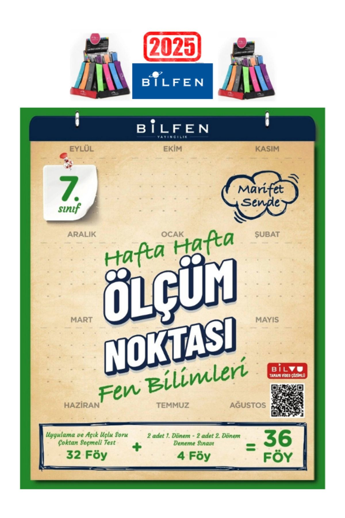 2025 7.Sınıf Fen Hafta Hafta Ölçüm Noktası(32 Föy Test+4Föy Deneme)+Kalemlik