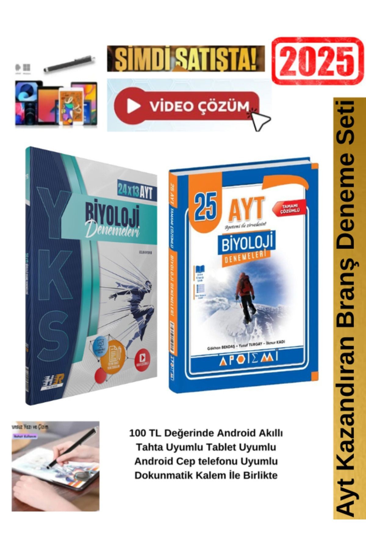 Ayt Biyoloji 24x13 lü Branş Deneme+Apotemi Ayt Biyoloji 25 li  Deneme Seti+Android Kalem
