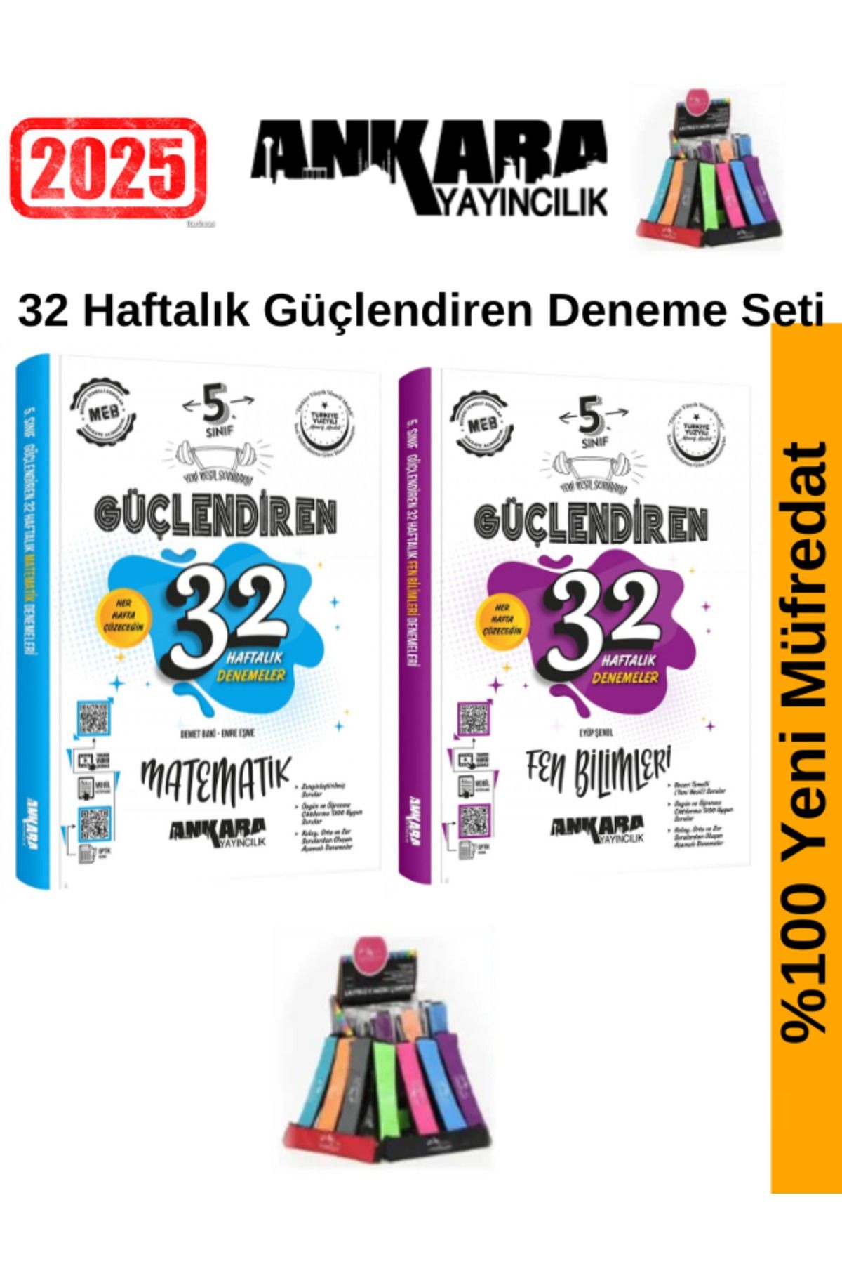 2025 5.Sınıf Güçlendiren Matematik-Fen 32 Haftalık Deneme Seti+Kalemlik