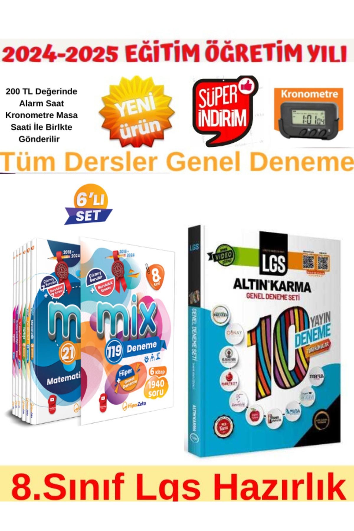 2025 8.Sınıf Mix 119 Deneme+Altın Karma 8.Sınıf Lgs 10 Yayın 10 Deneme+Kronometre