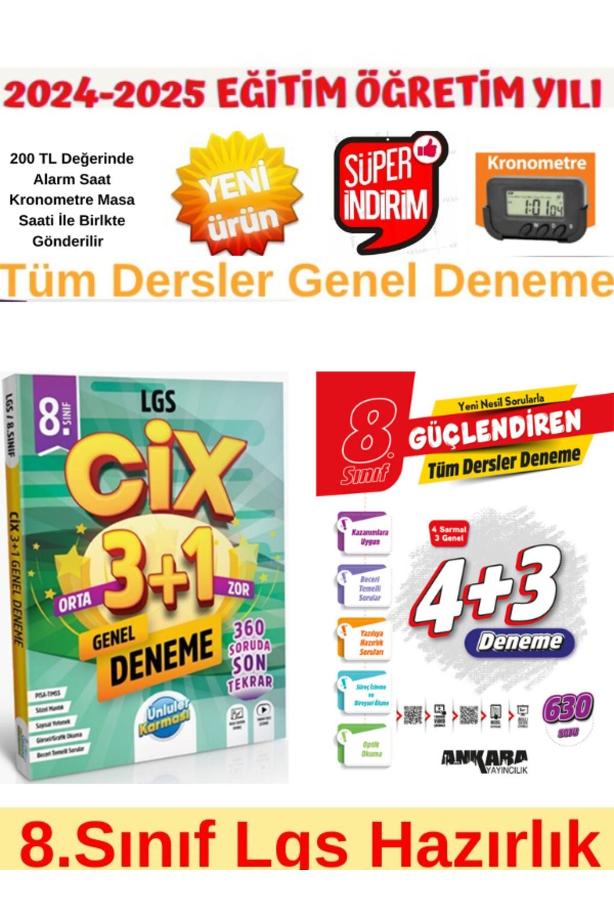 Ünlüler 8.Sınıf Cix 3+1 Lgs Tüm Ders 3+1 Deneme+Ankara 8.Sınıf Lgs Tüm Ders 4+3 Genel Deneme