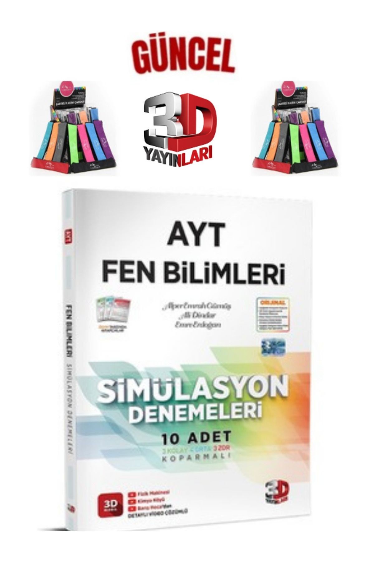 2025 3D Çözüm Yayınları Ayt Fen Bilimleri 10 Adet Deneme Koparmalı+Cambridge Kalemlik