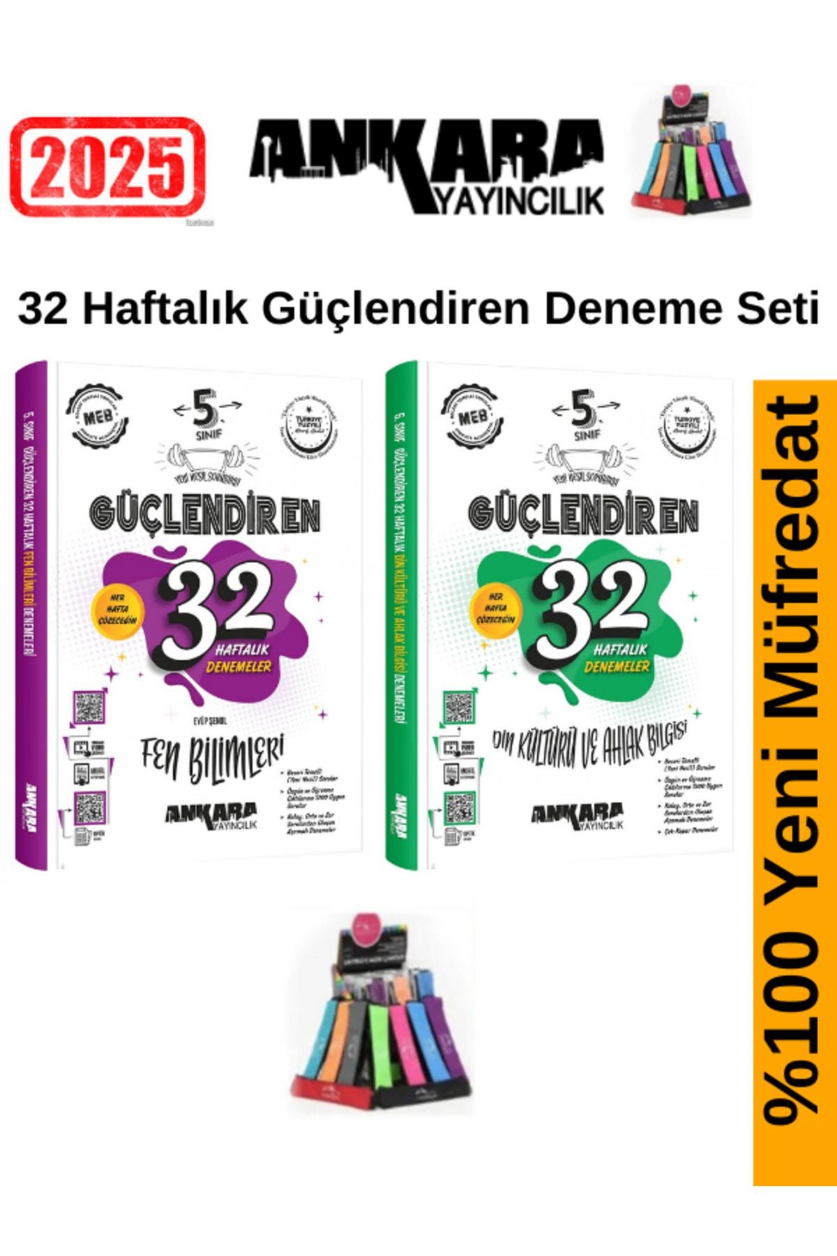 2025 5.Sınıf Güçlendiren Fen-Din Kültürü 32 Haftalık Deneme Seti+Kalemlik