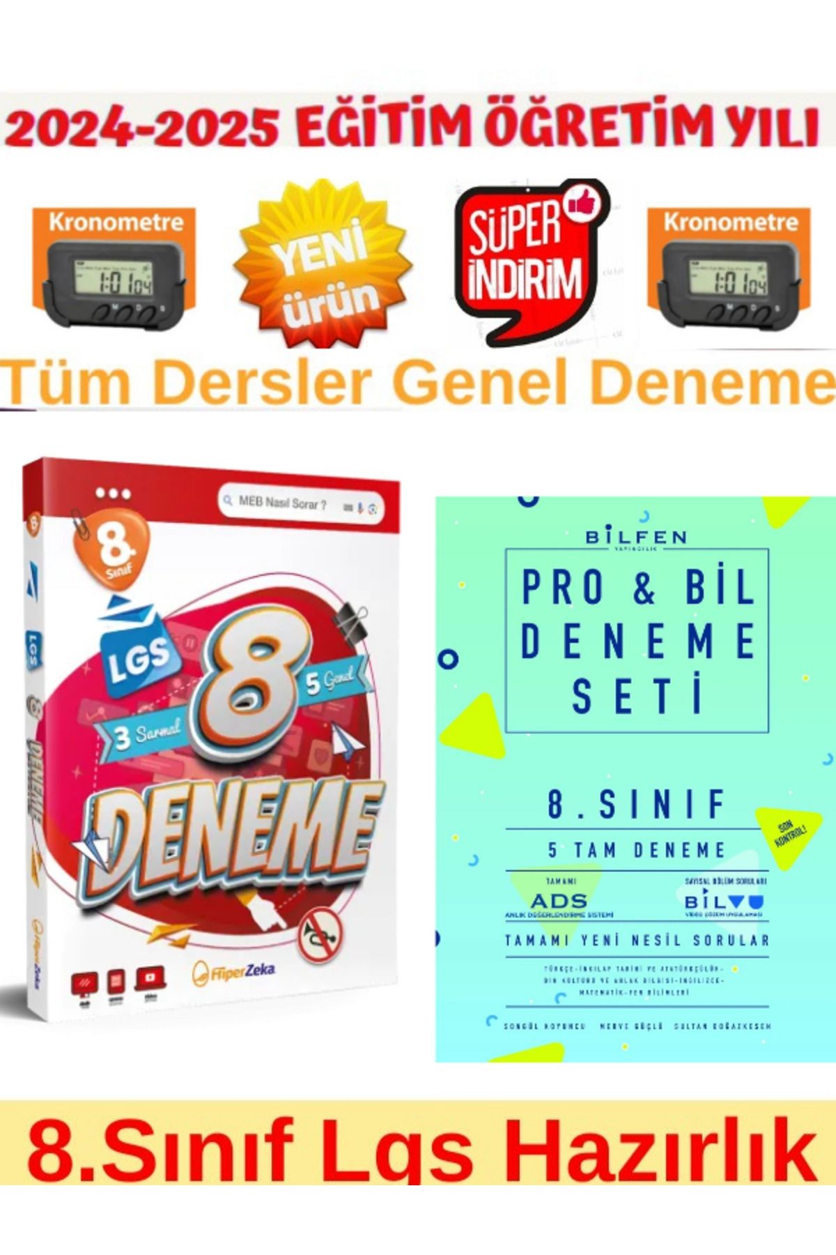 2025 8.Sınıf Lgs Tüm Dersler 3+5 Deneme+Bilfen 2025 8.Sınıf Lgs Probil 5 li Deneme+kronometre