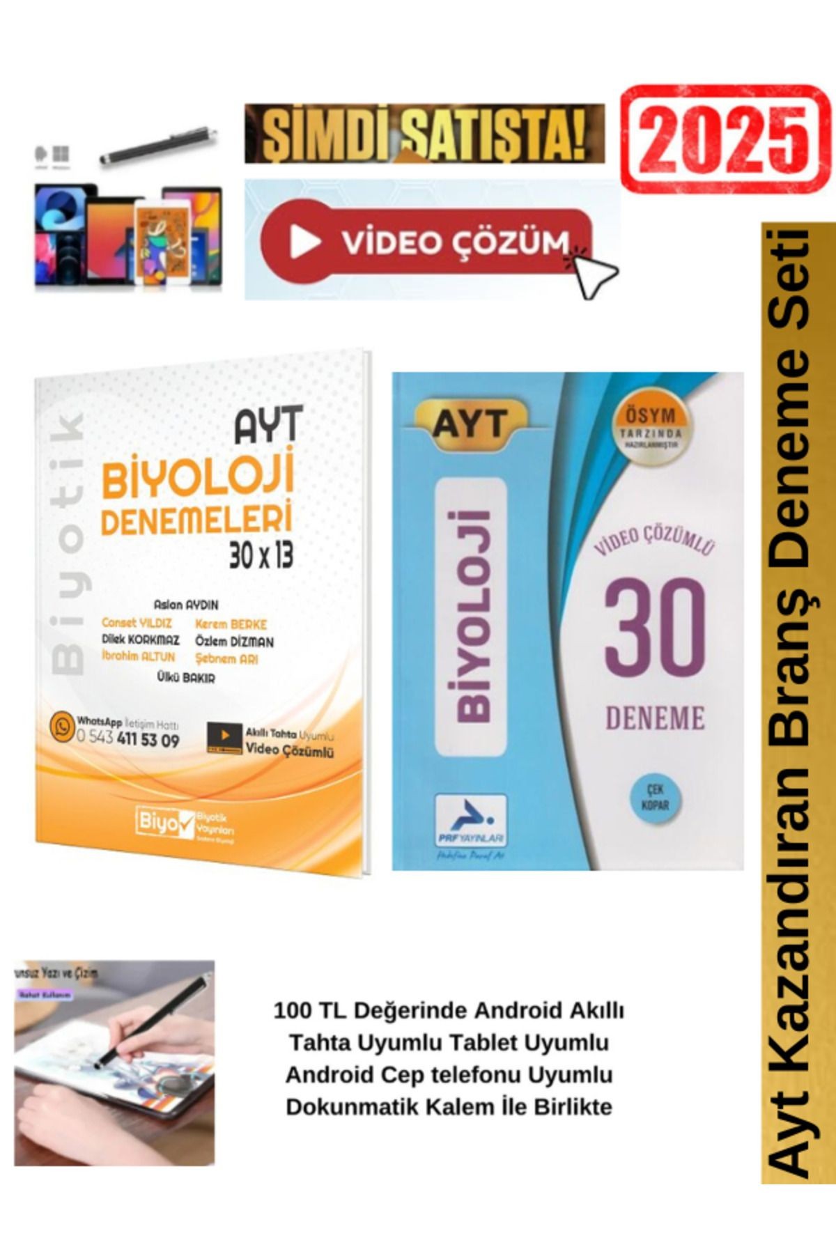 Ayt Biyoloji 30x13 Branş Deneme+Paraf Ayt Biyoloji  30lu Deneme Seti+Android Kalem