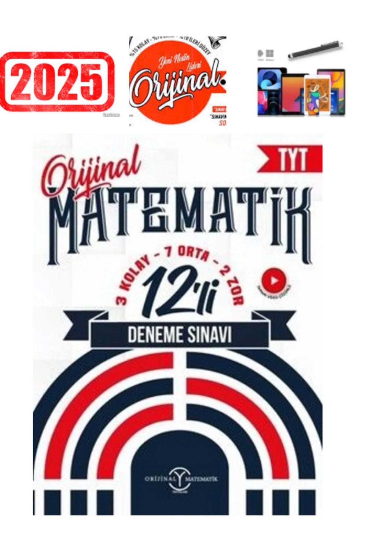 2025 Tyt Orijinal Matematik Video Çözümlü 12 Deneme+Dokunmatik Kalem