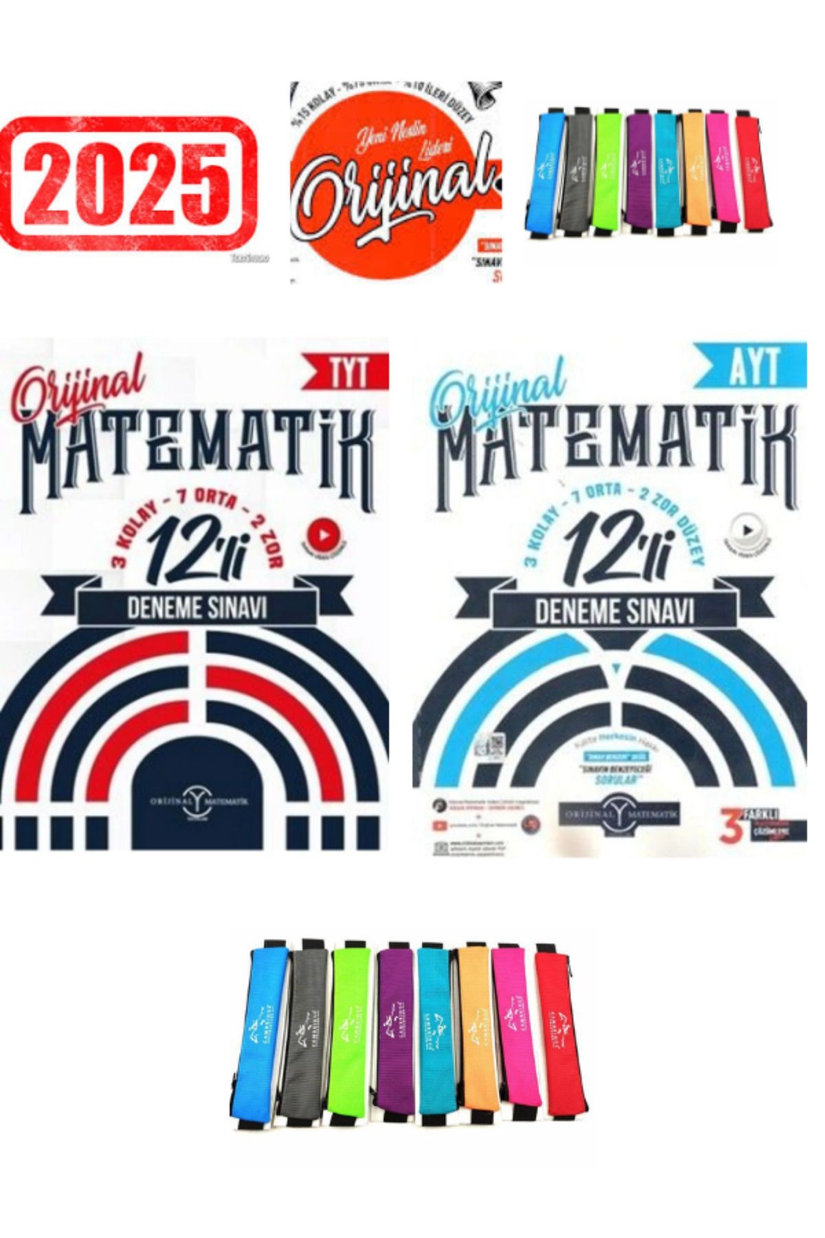 2025 Orijinal Tyt Matematik 12 Deneme+Matematik Ayt 12 Deneme Seti+Cambridge Kalemlik