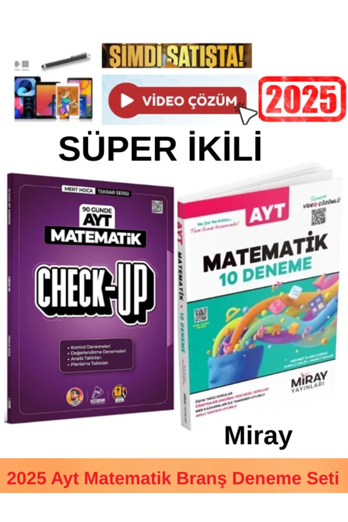 2025 Ayt Check Up 90 Günde Matematik Deneme+Miray Ayt Matematik 10 Deneme+Kalem