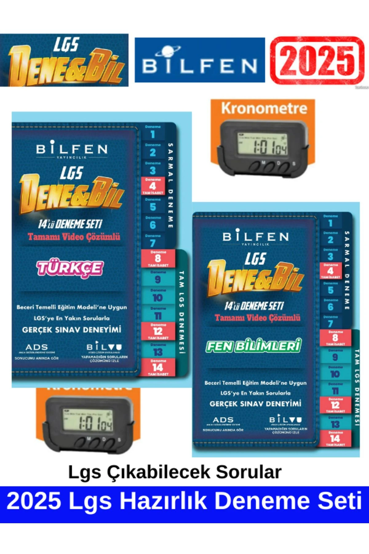 2025 Denebil 8.Sınıf Lgs Hazırlık Fen14-Türkçe14 Deneme Seti+Kronometre