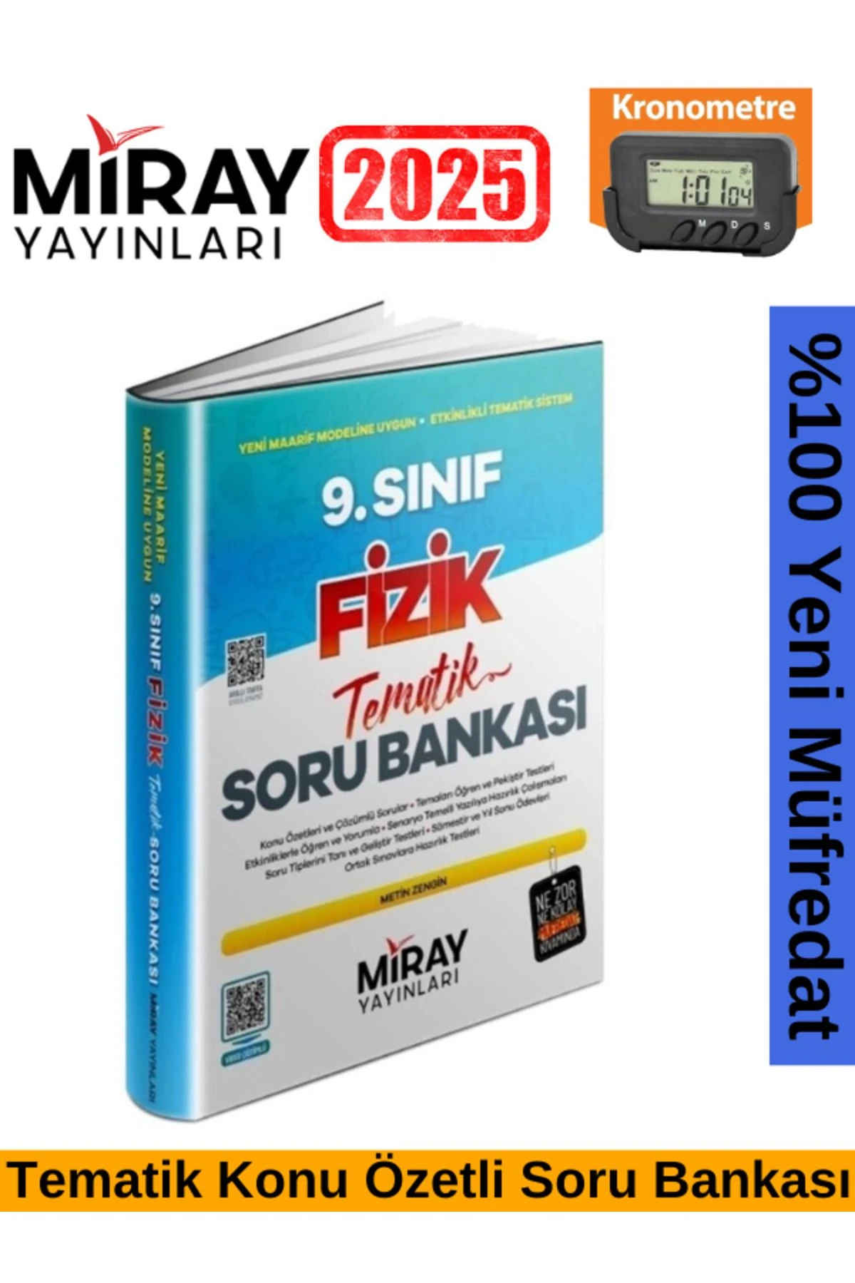 Miray Yayınları 9.Sınıf Fizik %100 Yeni Müfredat Tematik Soru Bankası+Kronometre
